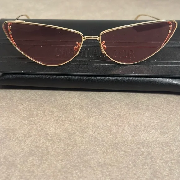 Dior | Accessories | Dior Gold Frame Sunglasses With Brown  display picture 3